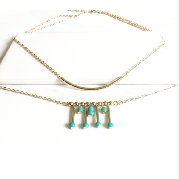 ✨Layered Bar Turquoise Pendant Necklace ✨ - Picture 2 of 2